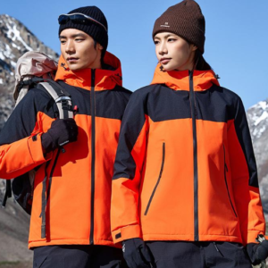 Star Series 2569 Color-block Hooded Integrated Ultra-soft Waterproof Fleece Padded Jacket